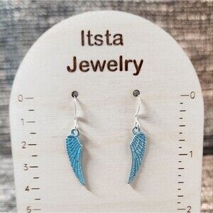Patina angel wings on sterling silver earwires